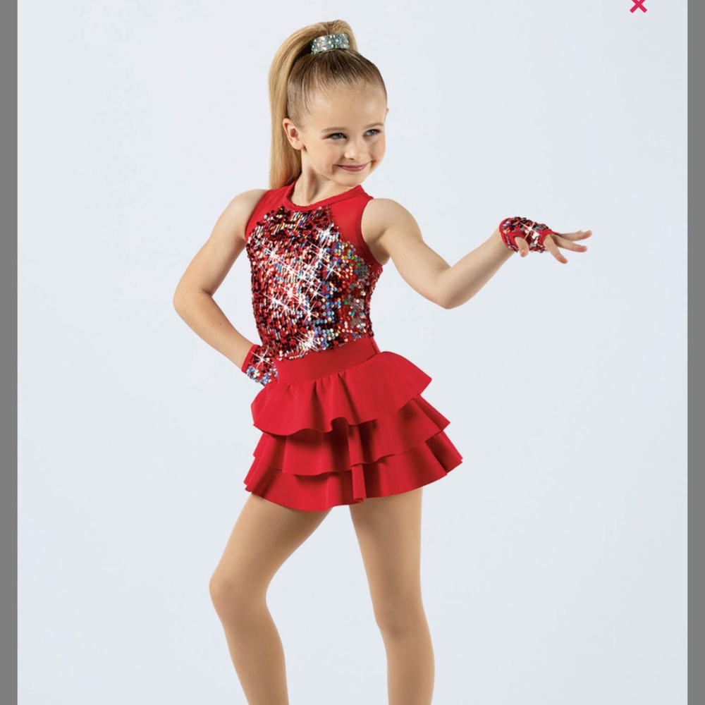 Weissman Sparkling Red Kids Dance Costume - Picture 7 of 16